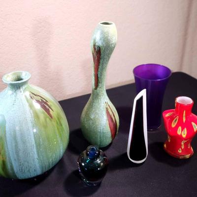 Eclectic Art Glass & Ceramic Vase Collection