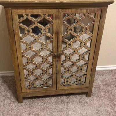 Rustic Wood Mirrored Cabinet
