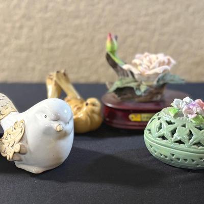 Bird Figurines & Floral Trinket Boxes