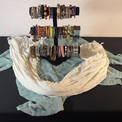 Boho Chic Jewelry Kimono & Scarf Lot – Bracelets Galore!