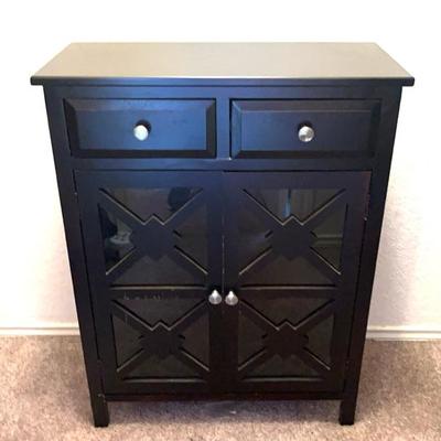 Dark Wood Look/Glass Pane Cabinet