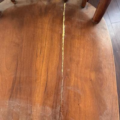 Wood chairs with table, one is damaged