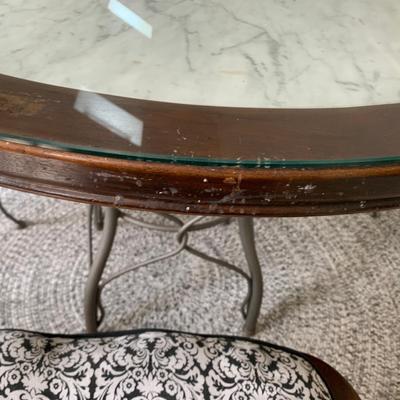Kitchen table wood and marble top w 4 chairs