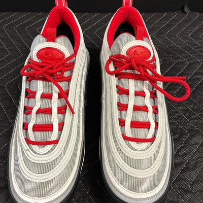 Nike Air Max 97 Men’s Sneakers – White, Gray & Red – Size 10.5