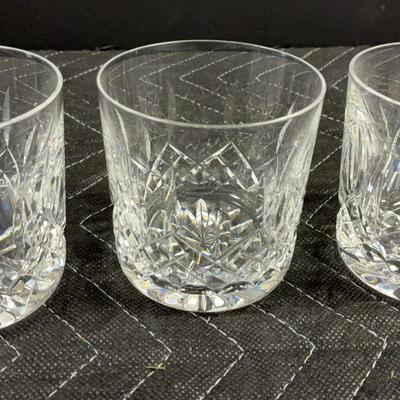 3 WATERFORD Crystal LISMORE Old Fashioned Glasses