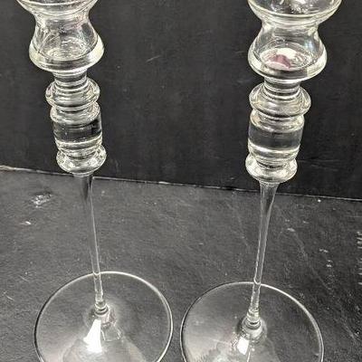 Pair of Cartier Crystal Taper Candlesticks Estimated Height Of 13 Inches
