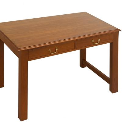 Solid Wood Writing / Dining Table with Dual Drawers and Glass Top Protection