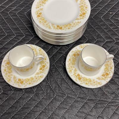 Wedgewood Mimosa Two Espresso Cups & Saucers and Twelve Dessert plates