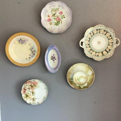 Porcelain Plates w/Flowers Ready for Hanging