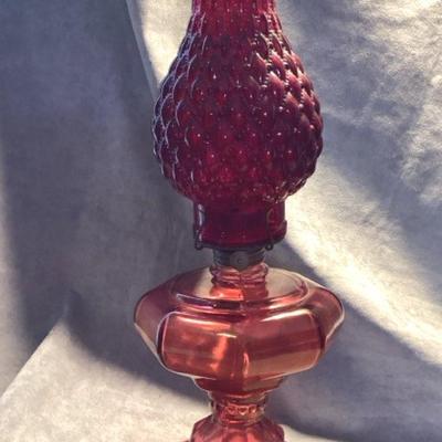 Red Glass Hurricane Lamp