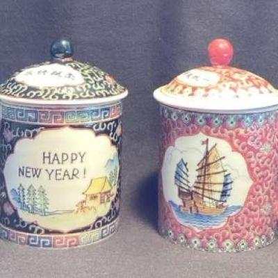 Covered Ceramic Tea Mugs 