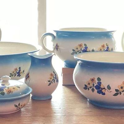 Antique Ceramic Wash Basin & Related Items c. 1880s