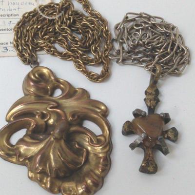 Brutalist Style Pendant & Art Nouveau Style  Pendant 