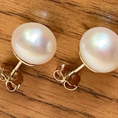 Stamped 14K Pearl Studs