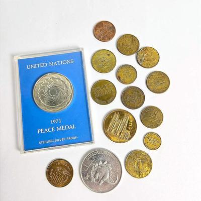 Vintage Sterling Silver Proof 1971 UN Peace Medal + Medals & Tokens