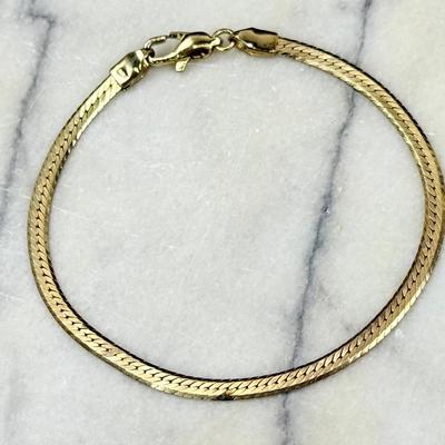 14K Gold Herringbone Bracelet - 7.25" 