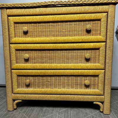 Henry Link Wicker Dresser With Glass Topper - 31x19x30, 2 Of 2