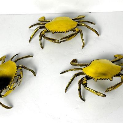 Vintage Brass Crab Ashtrays - 8” Wide