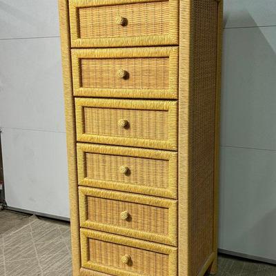 Henry Link Wicker Lingerie Chest With Glass Topper - 24x20x56”