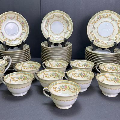 Noritake China 3828 “Flomar” China – Cups, Saucers, Plates For 12 Plus Serving Pieces