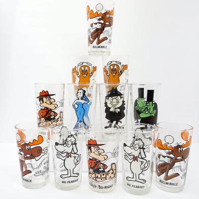 Vintage Rocky & Bullwinkle Collectible Pepsi Glasses