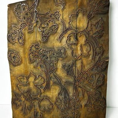 Vintage French Wallpaper Printing Wood Block - 14x11.5”