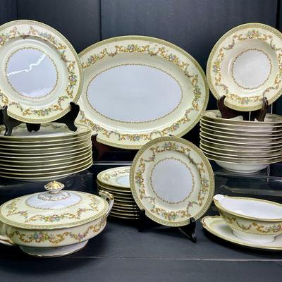 Noritake China 3828 “Flomar” Dinnerware Set – Service for 12 (Dinner, Salad, Soup Plates & More)