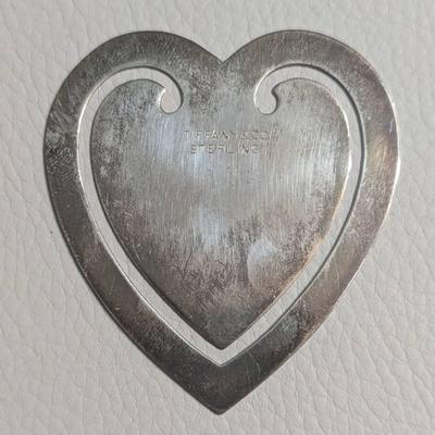 Tiffany & Co. Sterling Silver Large Heart Bookmark, 2" x 2.5", Marked, Engraved, Vintage
