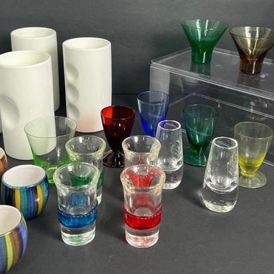 “Tsing Tao” Shot Glasses With Celluloid Band, Bangholm Denmark Ceramic Shot Glasses, Tumblers & More
