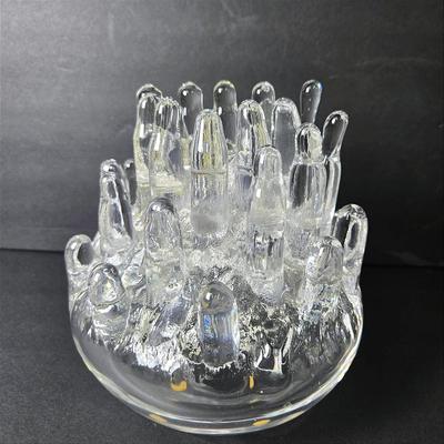 Kosta Boda Polar Iceberg Candleholder By Goran Warff - Signed, 7.5”h