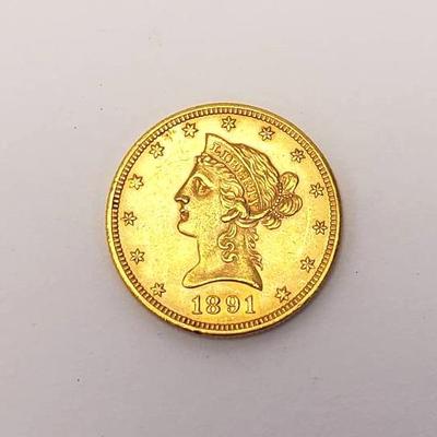 1891 Liberty Head $10 Gold Eagle Coin