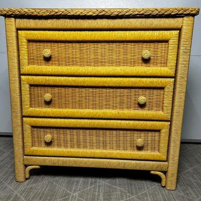 Henry Link Wicker Dresser With Glass Topper - 31x19x30, 1 Of 2