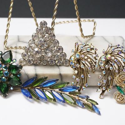 Vintage Rhinestone Brooches Including Juliana