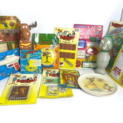 Vintage Bullwinkle & Rocky Dime Store Toys Plus Soakys