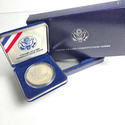 United States Constitution Bicentennial Silver Dollar Proof Coin – 1987, In Original Box