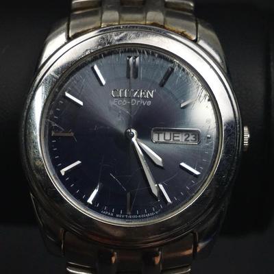 Citizen Men’s Eco-Drive Stainless Steel Day/Date Watch E100-S056527, Water Resistant
