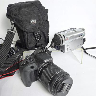 Canon EOS Rebel SL1 Digital Camera With EFS 18-55mm f3.5-5.6 Lens & Optura 60 Video Camcorder