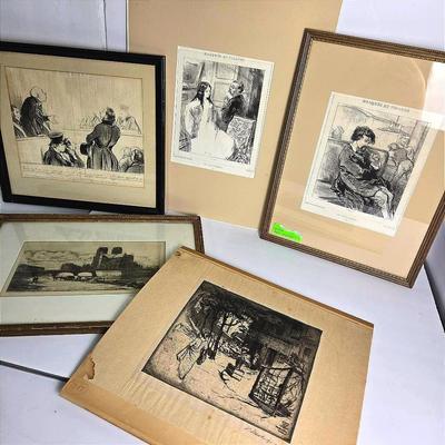 French Prints: Vaughan Trowbridge, Paul Gavarni, Daumier, Charles Meryon