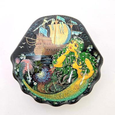 Russian Lacquer Fairy Tale Box - Artist Signed Medvedev, Little Mermaid 