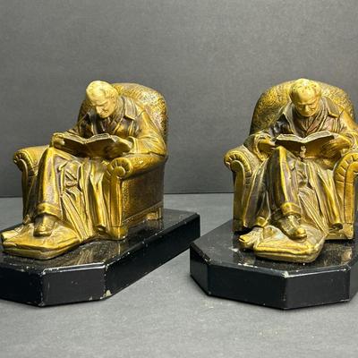 J.B. Hirsch Vintage Bookends “The Reader,” J.B.H. Company, 1930s, Signed J. Ruhl