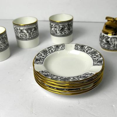 Wedgwood “Florentine Black Dragon” Table Lighter, Ashtrays & Cigarette Holders
