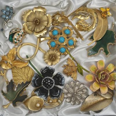 Vintage Boucher & Original By Robert Floral & Leaf Brooches & More