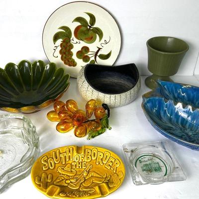 Mid Century & Vintage Ashtrays, Stangl Plate, Glass Grapes & More