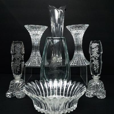 Rosenthal Polaris Candleholders 6”h, Perfume Bottles, Gorham Vase And More