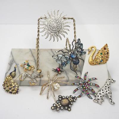 Costume Jewelry Crystal & Rhinestone Brooches: Camrose & Kross Jackie Kennedy, Swarovski, Sphinx
