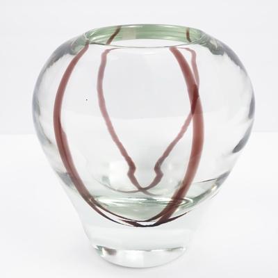 Kosta Swedish Glass Vase By Vicke Lindstrand - Unsiged, Heavy!