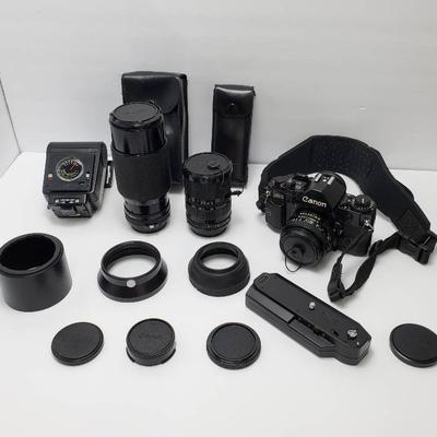 Canon A-1 35mm Camera, Plus 50mm f1.8, 35-70mm f4 & 70-210mm f4 FD Lenses