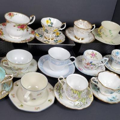 Teacups (14): Royal Albert, Haviland, Belleek, Aynsley, More - Lot 1