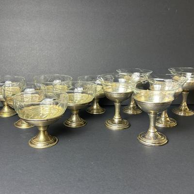 Sterling Silver Sherbet Cups With Glass Inserts (11) - Lot 1