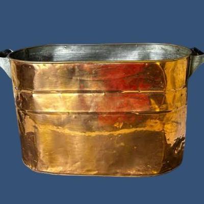 Copper Tub With Wood Handles - 21x13"